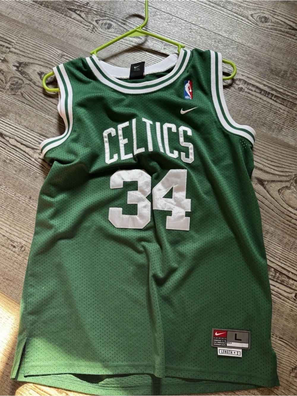 Nike Green Celtics #34 Basketball Jersey size large in kids and used jersey.